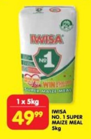 Shoprite IWISA NO. 1 SUPER MAIZE MEAL 5kg offer