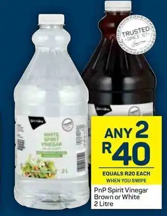 Pick n Pay PnP Spirit Vinegar Brown or White 2 Litre offer