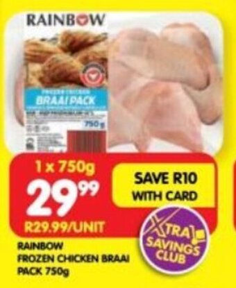 Shoprite RAINBOW FROZEN CHICKEN BRAAI PACK 750g offer