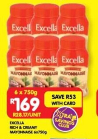 Shoprite EXCELLA RICH & CREAMY MAYONNAISE 6x750g offer