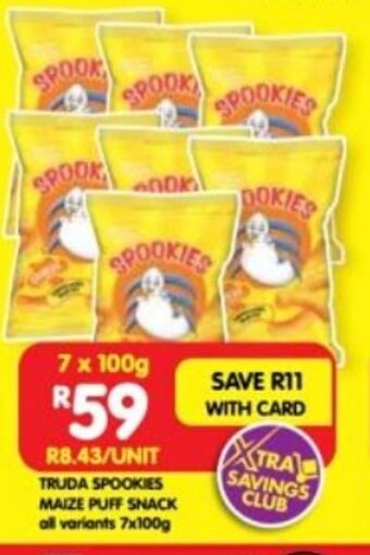 Shoprite TRUDA SPOOKIES MAIZE PUFF SNACK all variants 7x100g offer
