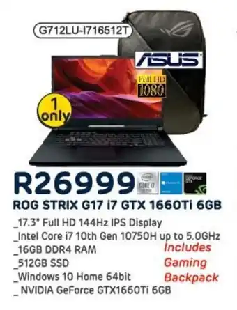 Computer Mania Asus Rog Strix G17 i7 1660Ti 6GB offer