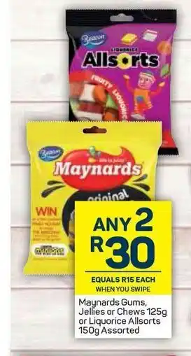 Pick n Pay Maynards Gums, Jellies or Chews 125g or Liquorice Allsorts 150g Assorted offer