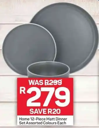 Pick n Pay Home 12-Piece Matt Dinner Set Assorted Colours offer