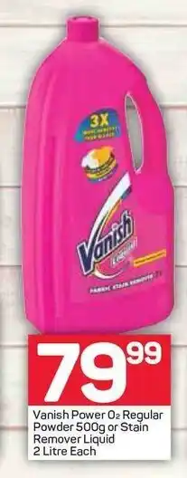 Pick n Pay Vanish Power Regular Powder 500g or Stain Remover Liquid 2 Litre offer