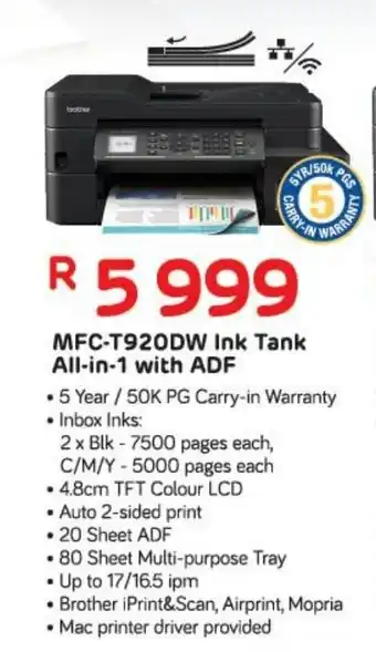 Computer Mania Brother MFC-T920DW Ink Tank All-in-One with ADF offer