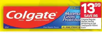 Pick n Pay Colgate Regular Herbal, Herbal Whitening or Gel Toothpaste 100ml offer