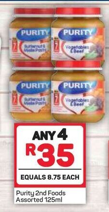 Pick n Pay Purity 2nd Foods Assorted 125ml offer