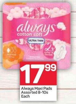 Pick n Pay Always Maxi Pads Assorted 8-10s offer