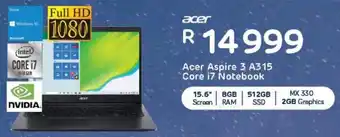 Computer Mania Acer Aspire 3 A315 Core i7 Notebook offer