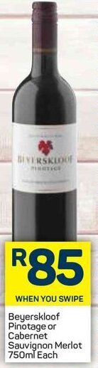 Pick n Pay Beyerskloof Pinotage or Cabernet Sauvignon Merlot 750ml offer