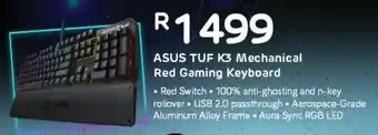 Computer Mania Asus TUF K3 Mechanical Red Gaming Keyboard offer