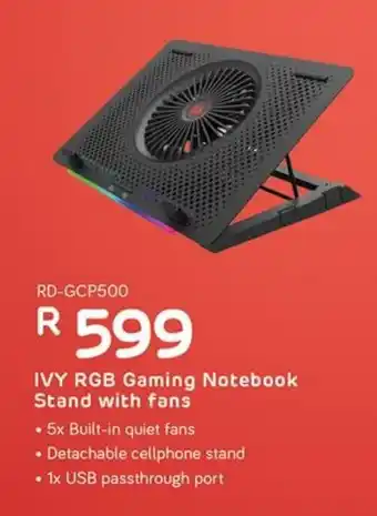 Computer Mania Redragon IVY RGB Gaming Notebook Stand with Fans offer