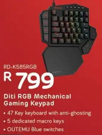 Computer Mania Redragon Diti RGB Mechanical Gaming Keypad offer