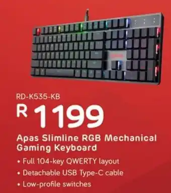 Computer Mania Redragon Apas Slimline RGB Mechanical Gaming Keyboard offer