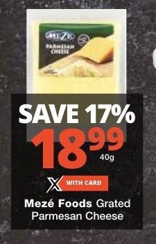 Checkers Mezé Foods Grated Parmesan Cheese offer