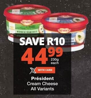 Checkers Président Cream Cheese All Variants offer