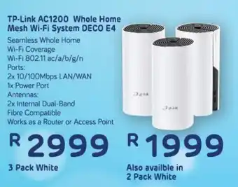 Computer Mania Tp-Link AC1200 Whole Home Mesh Wi-Fi System DECO E4 2 Pack White offer