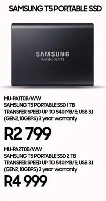 Computer Mania Samsung T5 Portable ESSD MU-PA1T0B/WW offer