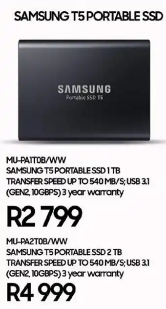 Computer Mania Samsung T5 Portable ESSD MU-PA2T0B/WW offer