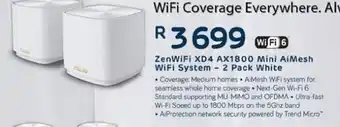 Computer Mania Zen Wi-Fi XD4 AX1800 Mini AiMesh Wifi System-2Pack White offer