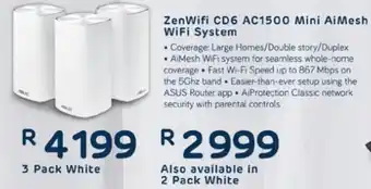 Zen Wi-Fi CD6 AC1500 Mini AiMesh Wifi System-2Pack White