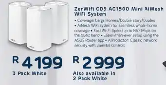 Computer Mania Zen Wi-Fi CD6 AC1500 Mini AiMesh Wifi System-3Pack White offer