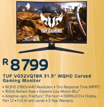 Computer Mania TUF VG32VQ1BR 31.5" WQHD Curved Gaming Monitor offer