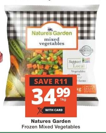 Checkers Natures Garden Frozen Mixed Vegetables 1kg offer