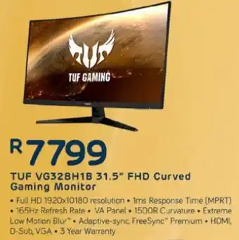 Computer Mania TUF VG32VQ1BR 31.5" FHD Curved Gaming Monitor offer
