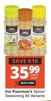 Checkers Ina Paarman's Spice/ Seasoning All Variants offer