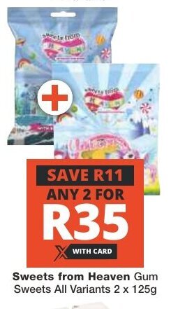 Checkers Sweets from Heaven Gum Sweets All Variants 2 x 125g offer