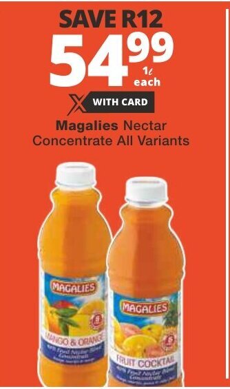 Checkers Magalies Nectar Concentrate All Variants offer