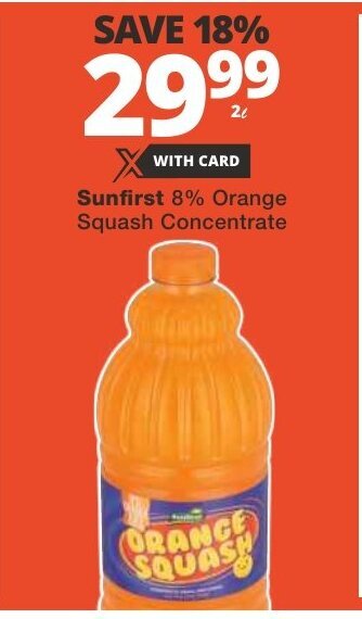 Sunfirst 8% Orange Squash Concentrate