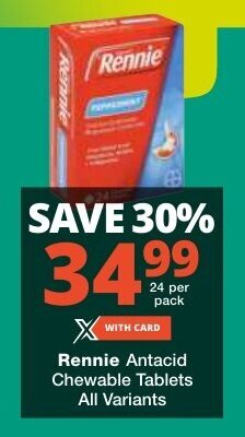 Checkers Rennie Antacid Chewable Tablets All Variants offer