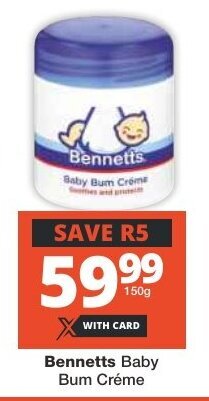 Checkers Bennetts Baby Bum Créme offer