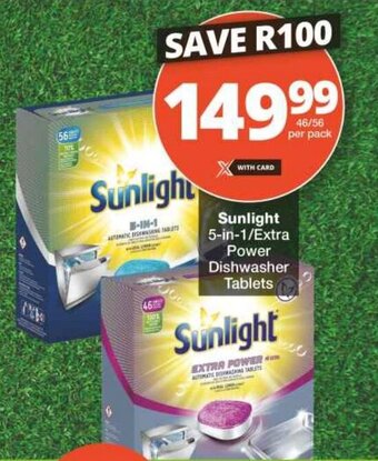 Checkers Sunlight 5-in-1/Extra Power Dishwasher Tablets offer