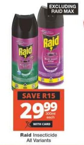 Checkers Raid Insecticide All Variants offer
