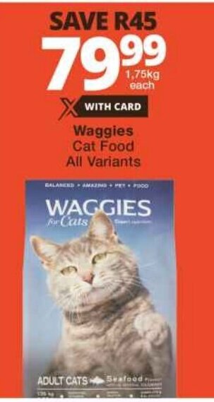 Checkers Waggies Cat Food All Variants offer
