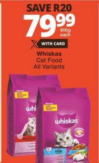 Checkers Whiskas Cat Food All Variants offer