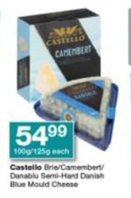 Checkers Castello Brie/Camembert/ Danablu Semi-Hard Danish Blue Mould Cheese offer