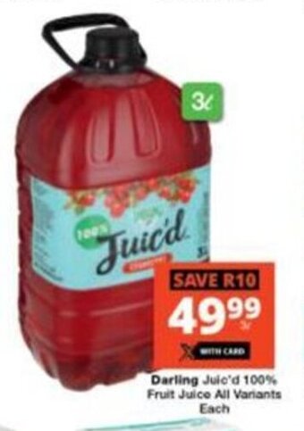 Checkers Darling Juic'd 100% Fruit Juice All Variants Each offer