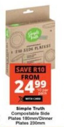Checkers Simple Truth Compostable Side Plates 180mm/Dinner Plates 230mm offer