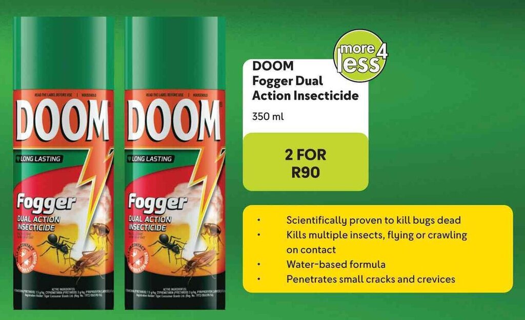 DOOM Fogger Dual Action Insecticide 350ml offer at Makro