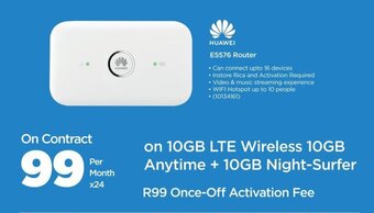 HiFi Corp HUAWEI on 10GB LTE Wireless 10GB Anytime + 10GB Night-Surfer offer