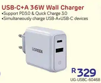 USB-C+A 36W Wall Charger