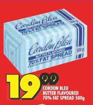 Shoprite CORDON BLEU BUTTER FLAVOURED 70% FAT SPREAD 500g offer