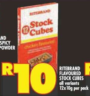 Shoprite RITEBRAND FLAVOURED STOCK CUBES all variants 12x10g per pack offer