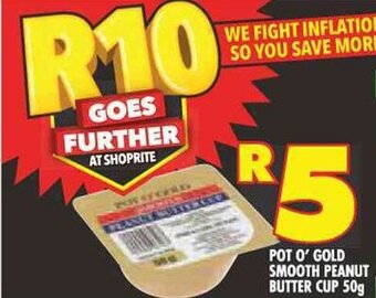 Shoprite POT O' GOLD SMOOTH PEANUT BUTTER CUP 50g offer