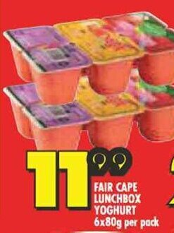 Shoprite FAIR CAPE LUNCHBOX YOGHURT 6x80g per pack offer